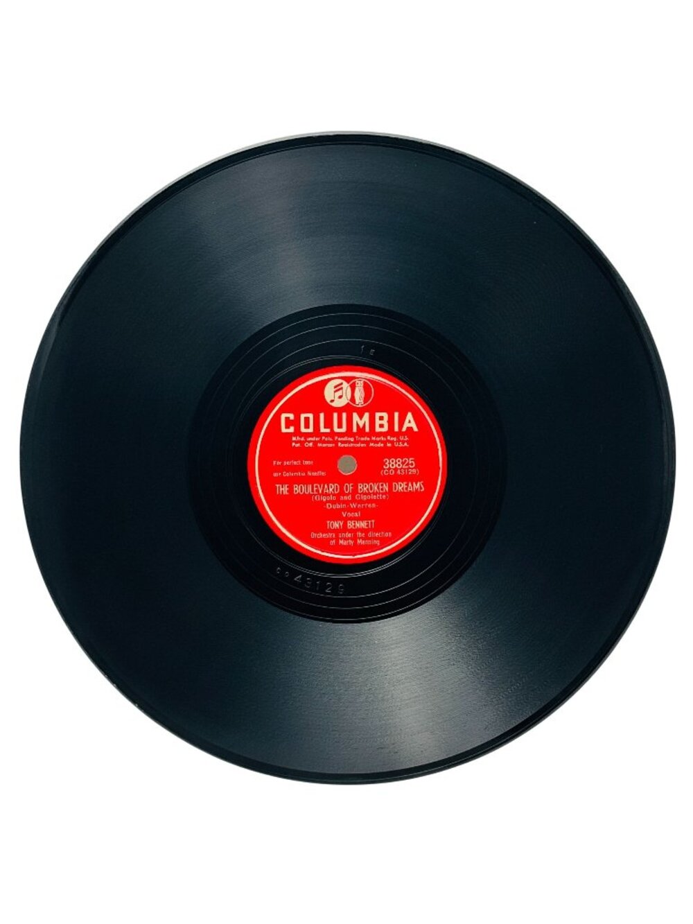 Tony Bennett The Boulevard Of Broken Dreams 10 Inch Shellac 78RPM Columbia 38825